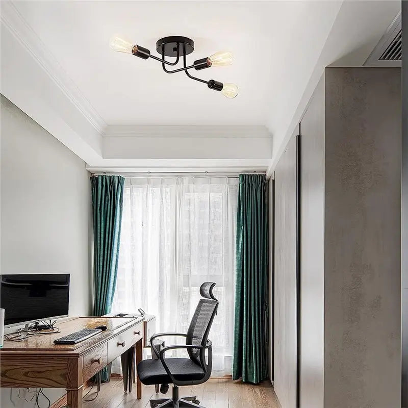 ABKW-Industrial Semi Flush Mount Ceiling 3 Light Without Bulb Vue