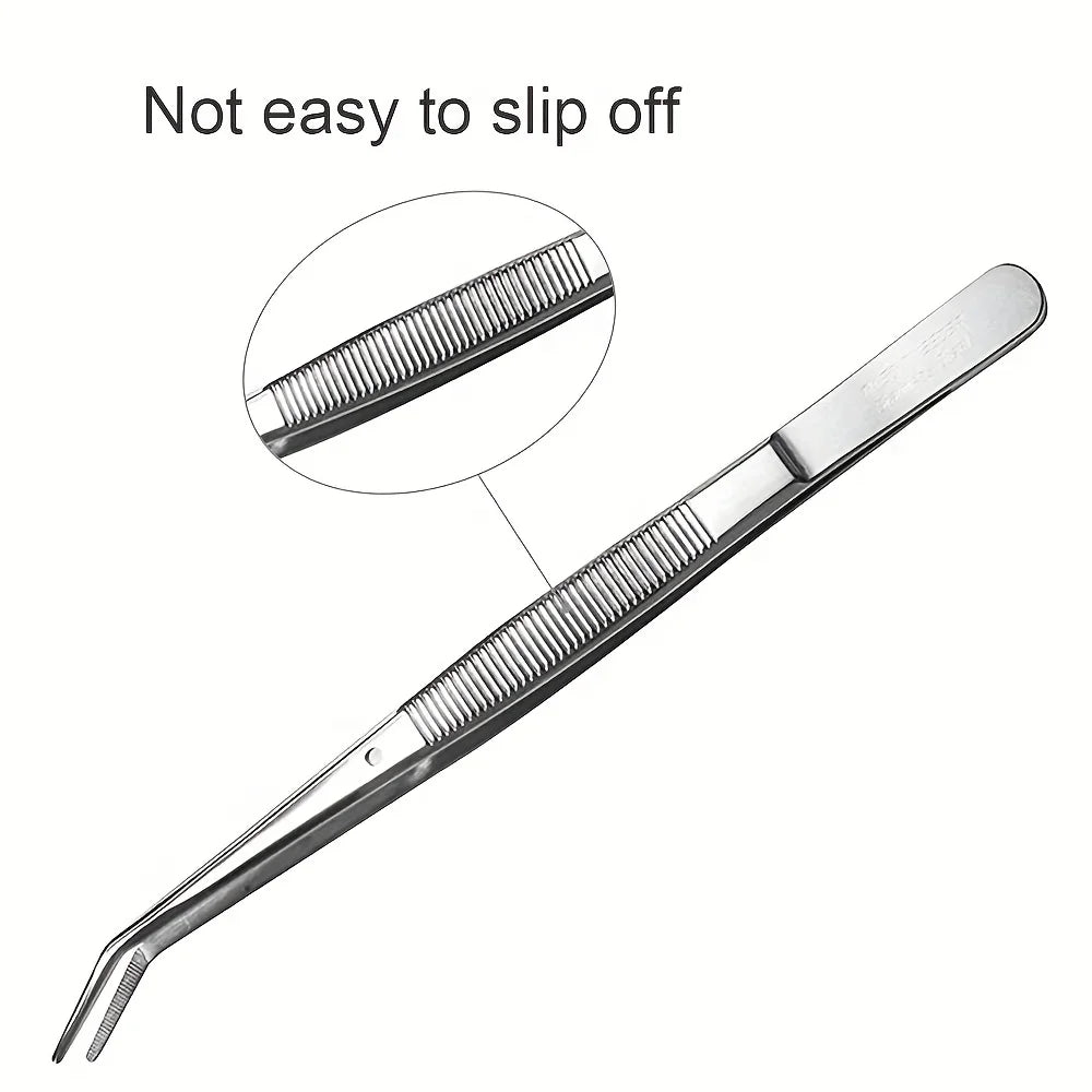 Stainless Steel Tweezers, with Curved Serrated Tip Multipurpose Tweezers Sewing Machine Tweezers Forceps for Craft Repairing Vue