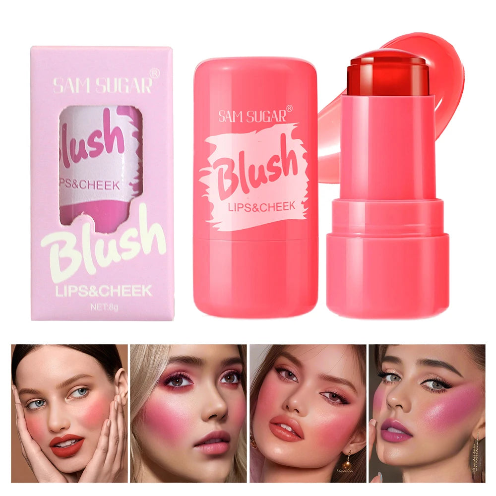 1 Pcs Waterproof Easy To Colors Lip Gloss Blusher Long Lasting Silky Nude Pink Jelly Blush Stick 3-in-1 Face Sexy Women Makeup Vue