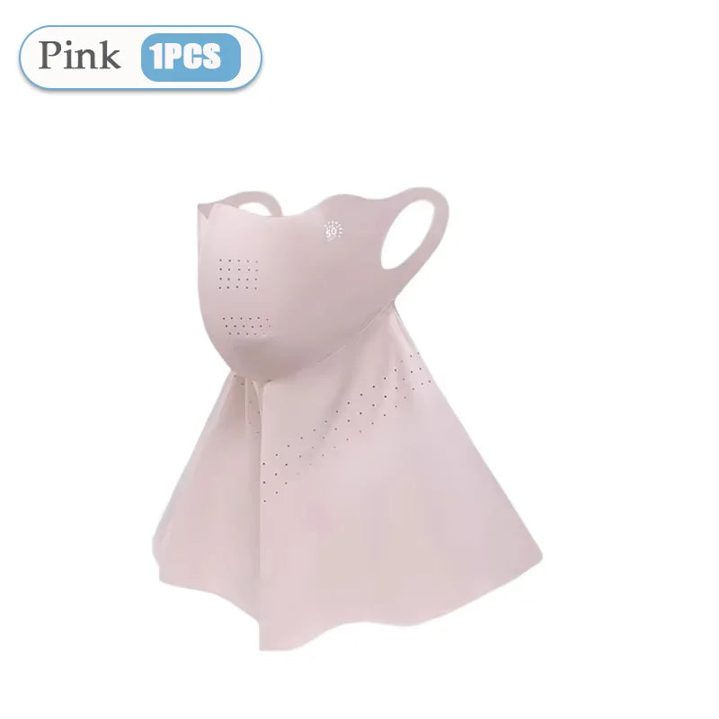 1-10pcs Ice Silk Mask Summer Face Scarves UV Protection Neck Wrap Cover Face Shield Sun Proof Bib Personalized Windproof Vue Pink-1PC