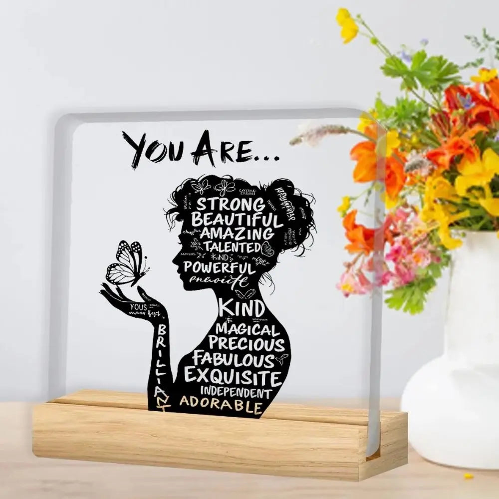 Fashion 2D Design Inspirational Plaque Clear Acrylic Desktop Decoration Ornaments Positive Affirmation Decor Desk Decor Vue
