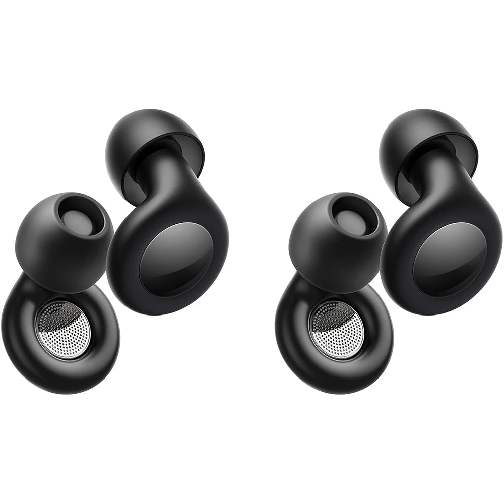 Ear Plugs Sleeping Noise Cancelling 25dB Reduction 8 Tips Reusable Vue Black and Black