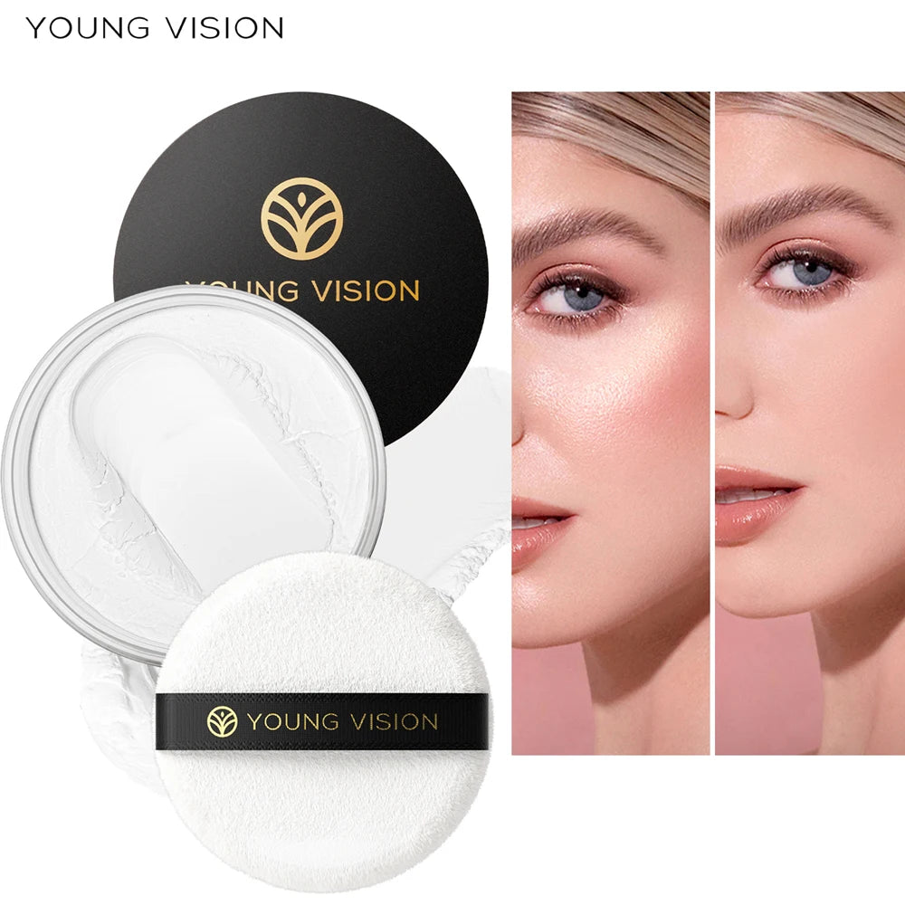 YOUNG VISION Setting Powder Loose Powder Non stick Powder, Breathable, Delicate, Matte Honey Powder with Puff Vue
