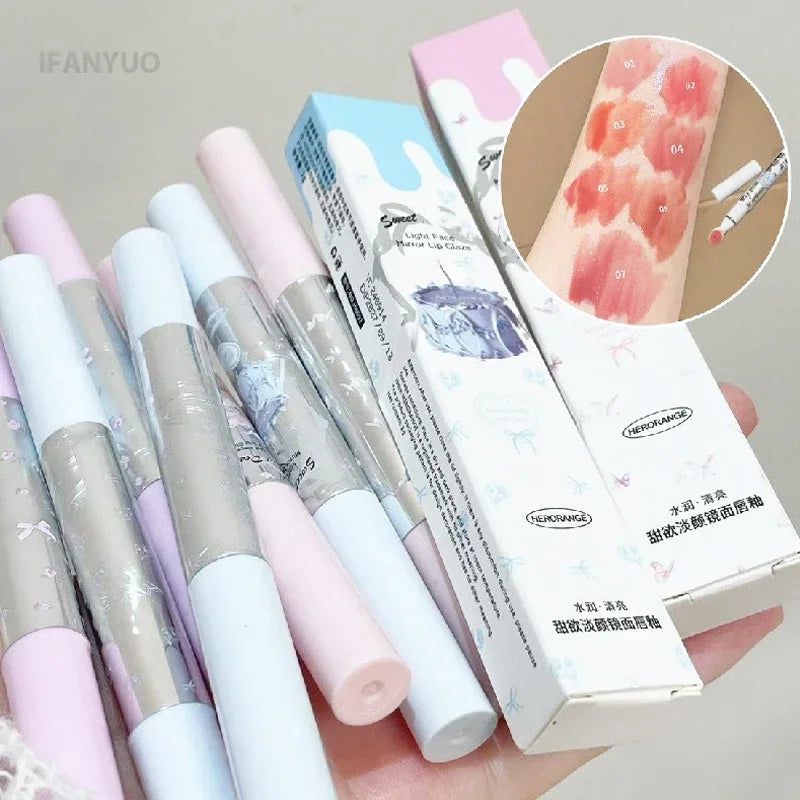 Flat Sponge Head Lip Gloss Moisturize Low Saturation Mirror Lip Glaze Lasting Waterproof Lip Plumping Tint Non Stick Cup Makeup Vue