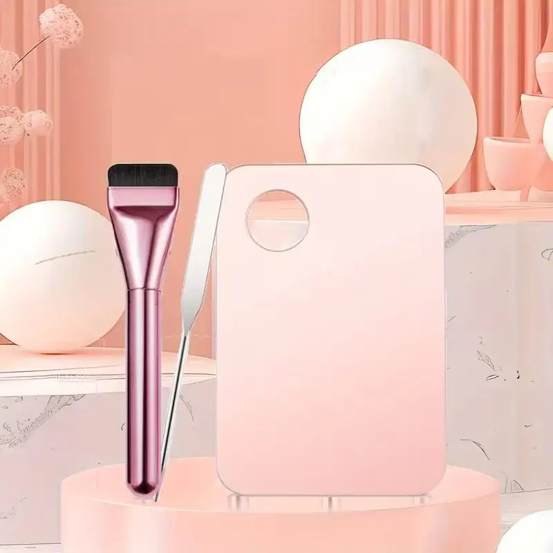 1set Acrylic Makeup Palette With Spatula Tool Foundation Brush Makeup Art Tool For Mixing Foundation Manicure Eyeshadow Makeup Vue