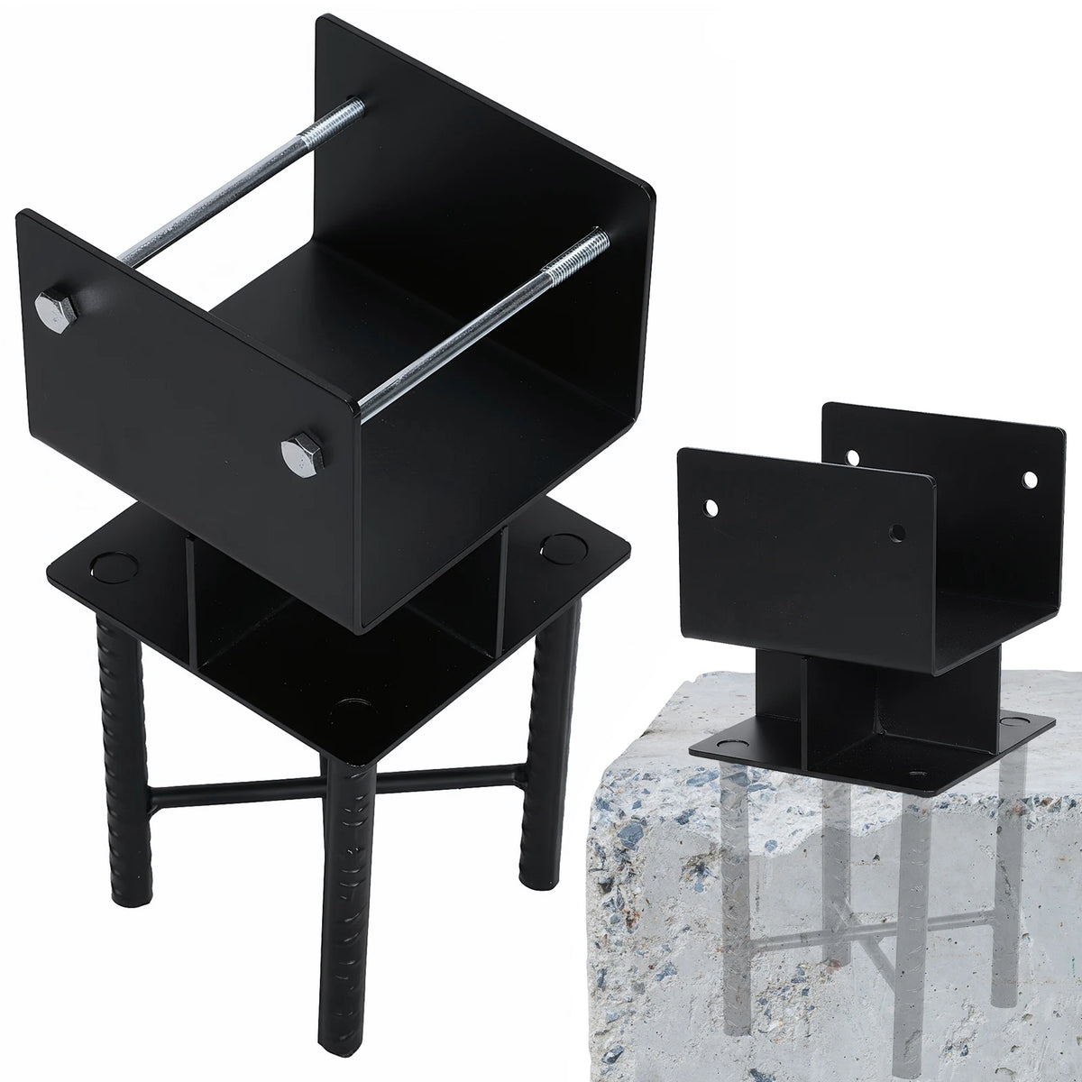 4-Pack 6x6 Post Base Brackets U-Shaped Steel for Concrete Pergola Post Base Bracket Vue