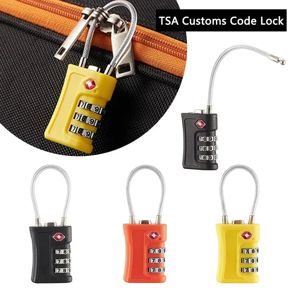 TSA Customs Code Lock for Travel Luggage Password Changeable black Lock Contrast Design Padlock 3 Digit Combination Lock Vue
