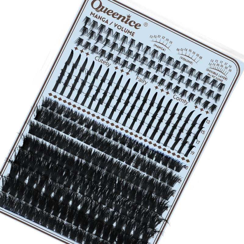 15Rows Lash Clusters Spikes Eyelash Extensions Spiky Lashes Extension Thick Individual Cluster Lashes with Spikes&Bottom Lashes Vue