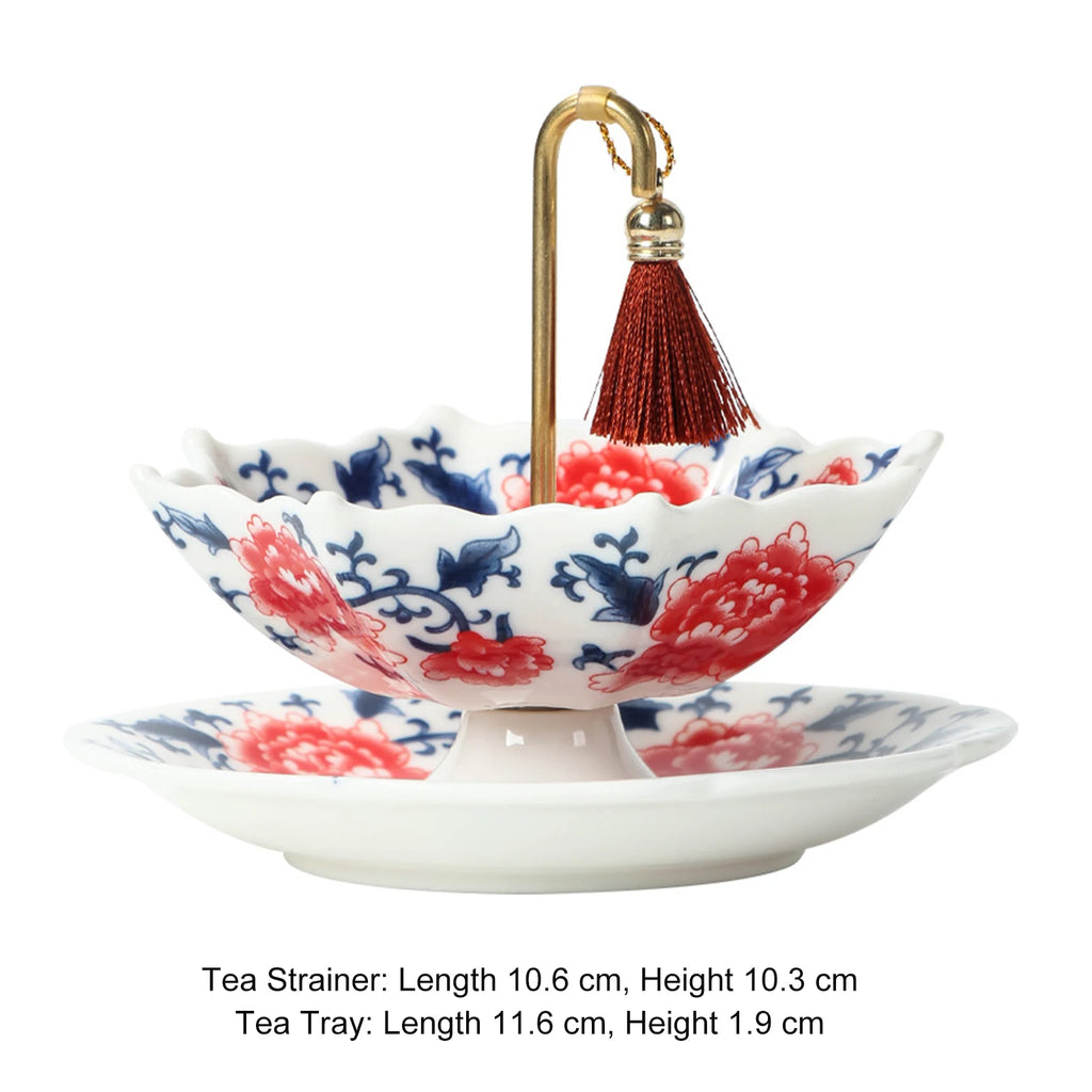 Ceramic Umbrella Tea Strainer & Base – Blue & White Porcelain Porcelain Tea Strainer Vue