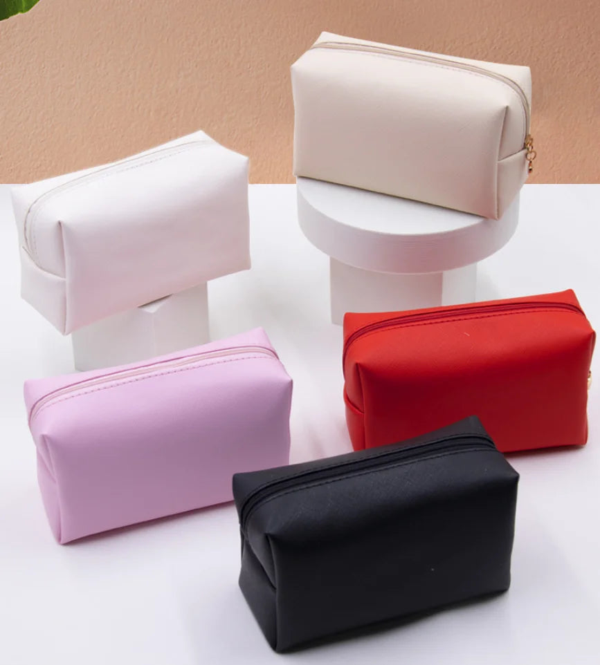Makeup Bag Private Label Portable Travel Cosmetic Solid Color Zipper Toiletry Bag Washing Pouch Storage Bags Wholesale 10pcs Vue