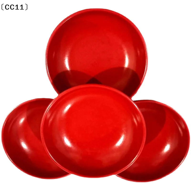 3pcs Red And Black Round Sauce Dishes Food Dipping Bowls Melamine Seasoning Dish Appetizer Plates Round Seasoning Dish〔CC11〕 Vue