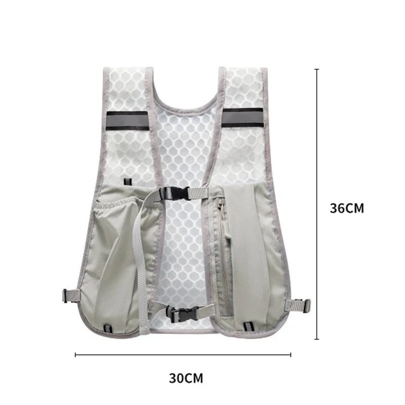 Biking Running Storage Vest Backpack Lightweight Running Vest Reflective Hydration Water Chest Pack Phone Storage Pocket Vue