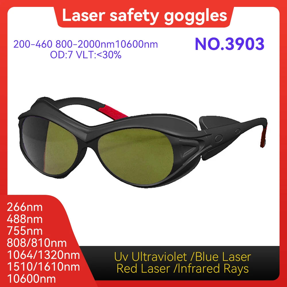 Laser Safety Glasses CE EN207 9000-11000nm OD6+Hard PC Lens Eyewear for Wood Acrylic CO2 Laser Cutting Machine Laser Goggles Vue Model 3903 OD7