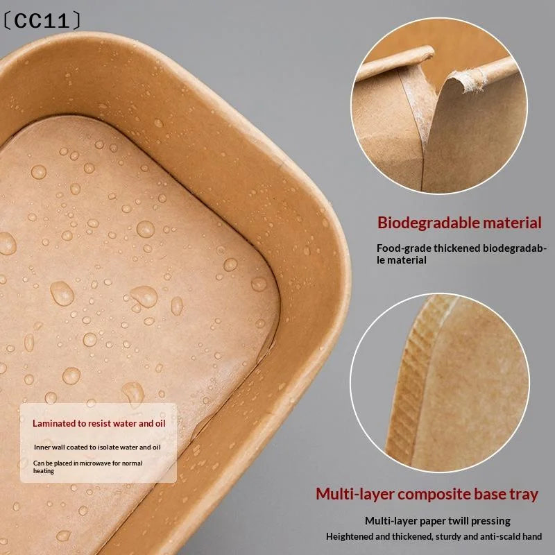 Disposable Lunch Box Kraft Paper Square Fast Food Packing Boxes Bowls Vue