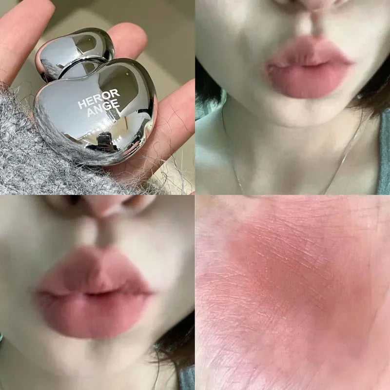Silver Heart Lipstick Velvet Matte Blush Mud Clay Lip Gloss Lip & Face Liquid Lip Tint Cream Pigment Long Lasting Silky Cosmetic Vue 01
