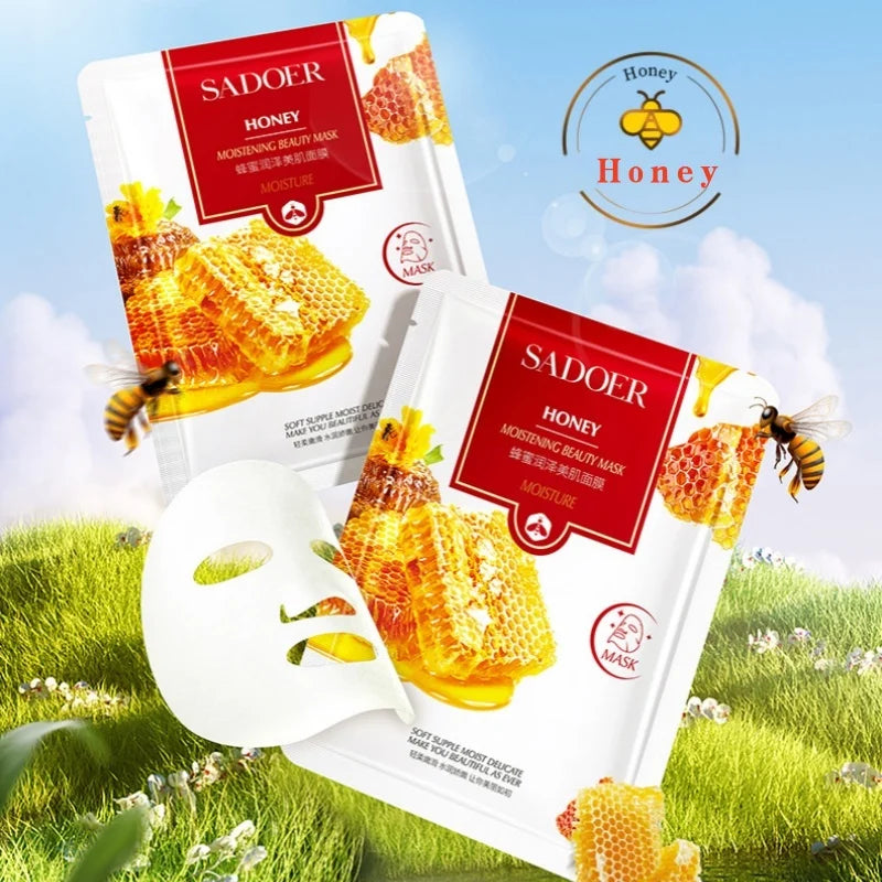Honey Hydrating Facial Mask, Made with a Lightweight and Soft Film Cloth, Adheres Closely to the Skin, Hydrates and Moisturizes, Helps Improve Dryness, Dehydration, and Roughness, and Leaves Skin Moisturized, Tender, and Beau Vue