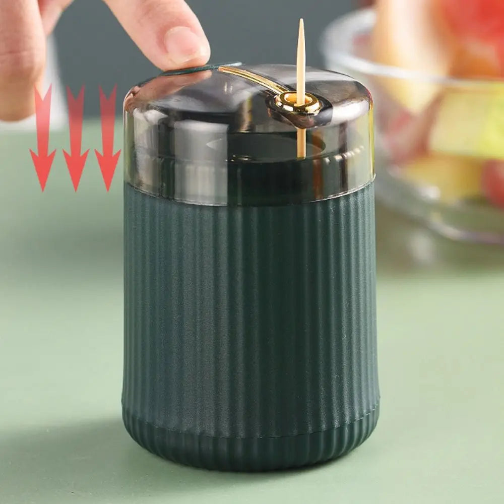 Automatic Toothpick Storage Box Push Type Hygienic Tooth Pick Containers Portable Large Capacity Toothpick Dispenser Home Use Vue