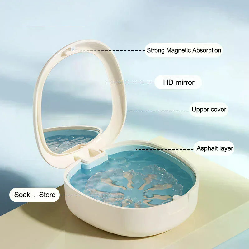 1 Pcs Braces Case With Mirror Dental Retainer Box Case Magnetic Aligner Mouth Guard Container For Teeth Travel False Denture Box Vue