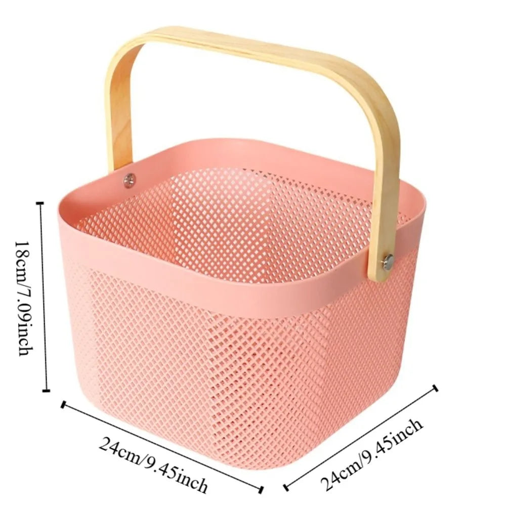 Plastic Home Storage Basket Large Capacity Mesh Fruit and Vegetable Drainage Basket Multifunctional Handle Towel Storage Basket Vue