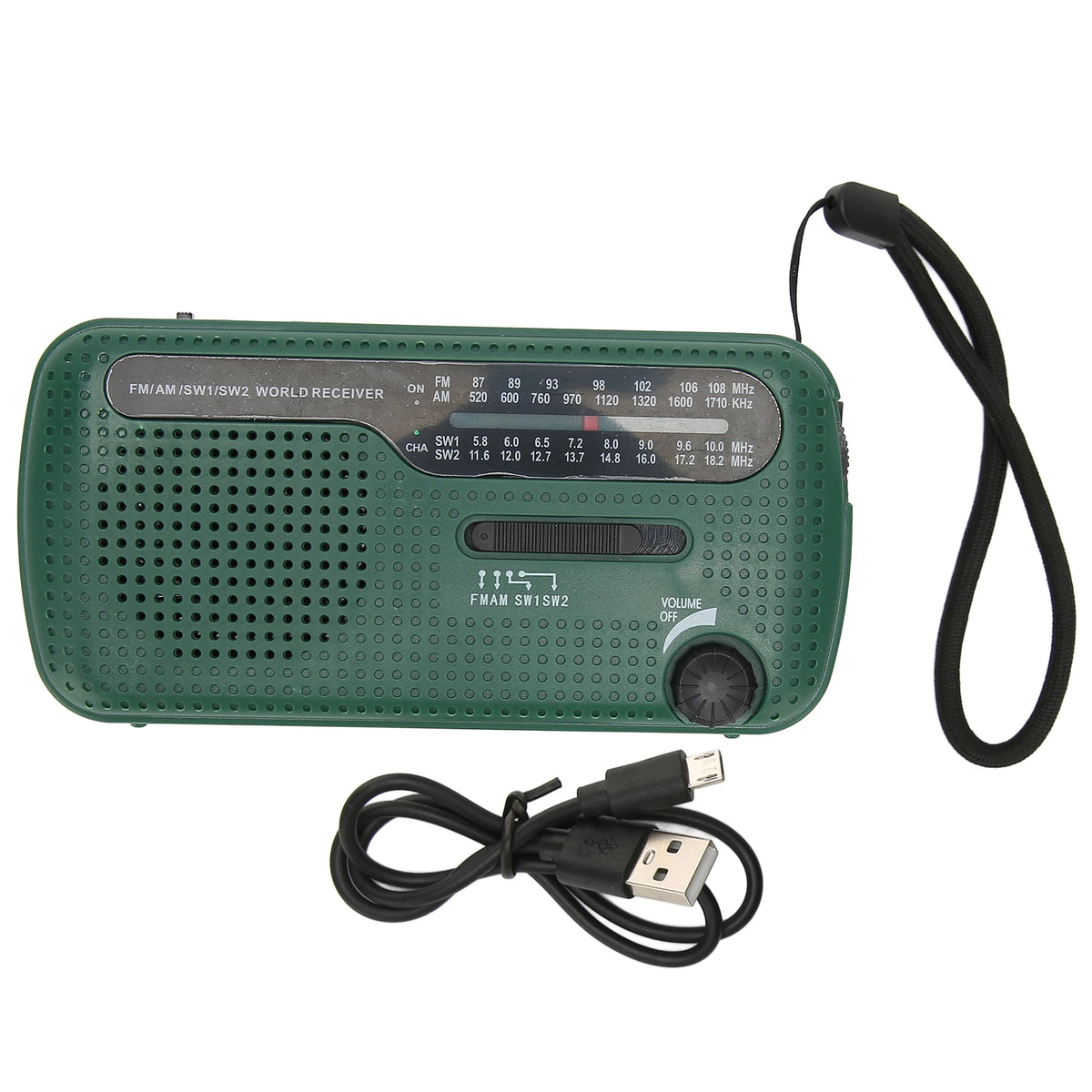 Hand Crank Solar Radio AM FM SW1 SW2 Camping LED Flashlight Multiband Camping Emergency Radio for Outdoor Hand Crank Solar Radio Vue green