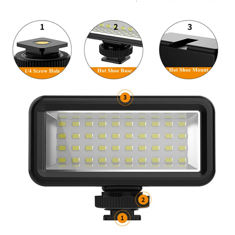 Diving Fill Light Waterproof 40M Underwater Led Video Lamp For Gopro Hero 11 10 9 Dji Action 3 Action Camera Accessories SLR Vue