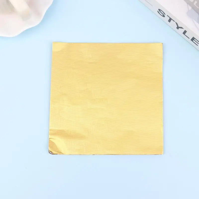 100Pcs 15x15CM Aluminum Foils Wrapping Paper Sheets Foil Candy Package Paper Chocolate Wedding Party Candy Packaging Vue Gold