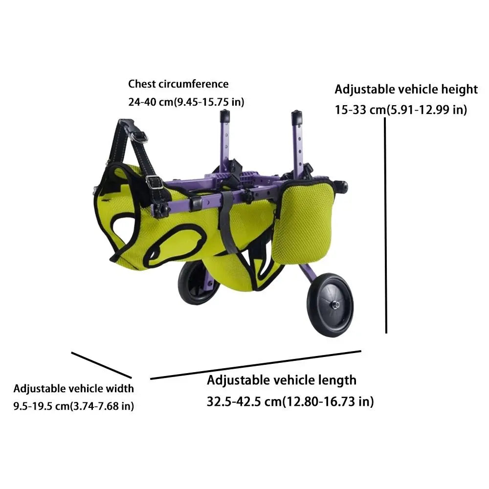 Adjustable Dog Wheelchair Hind Leg Support Breathable Cat Recovery Aid Car with Wheels Pet Hind Legs Bracket Disabled Pet Vue