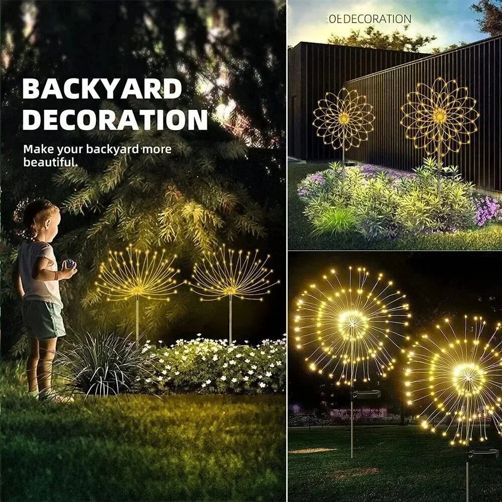 Outdoor LED Solar Firework Lights Garden Decoration Fairy Lights Waterproof Dandelion Lawn Lamp for Garden Landscape Lawn Decor Vue