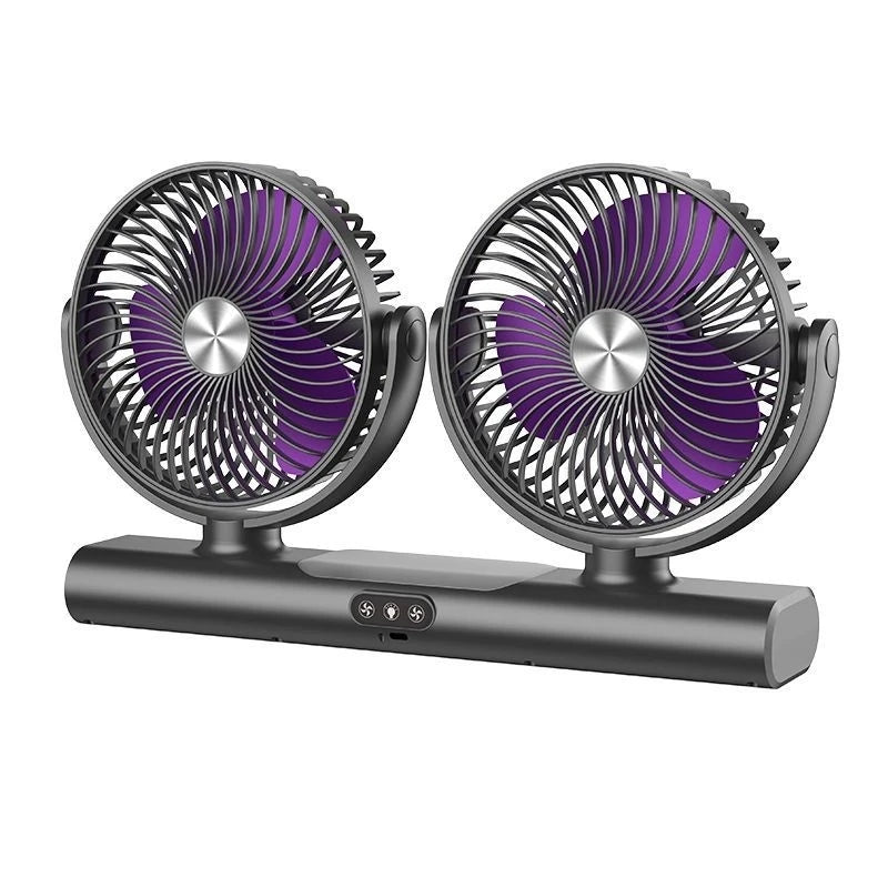 Rechargeable Dual-head Desk Fan Night Light 3-Speed Quiet Air Vue Gray