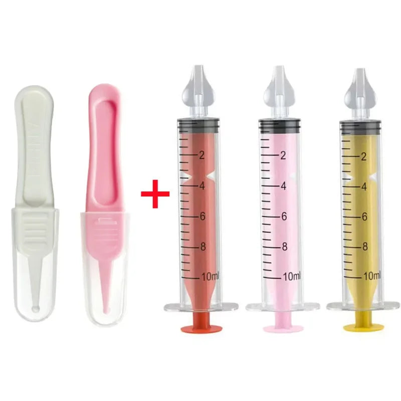 vvocci Nasal Professional Baby Aspirator with Nose Cleaning Tweezers Set Syringe Nasal with Tweezers for Newborn Infants Kids Vue B392 5PC Set C