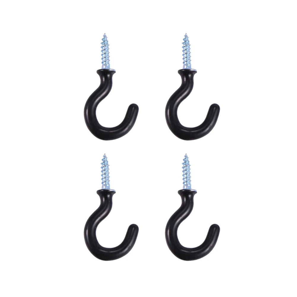 ABKW-100 Pcs 1.1 Inch Cup Mug Hooks Shouldered Metal Screw-In Plastic Coated Hanging Black Vue