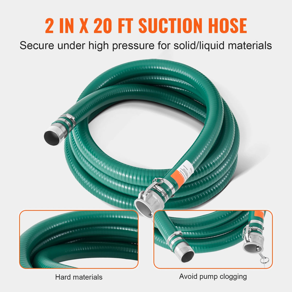 SucceBuy Suction Hose Kit 2inx50ft / 2inx65ft Blue Backwash Hose, 20ft Green Suction Hose & Multiple Accessories for Water Pump Vue