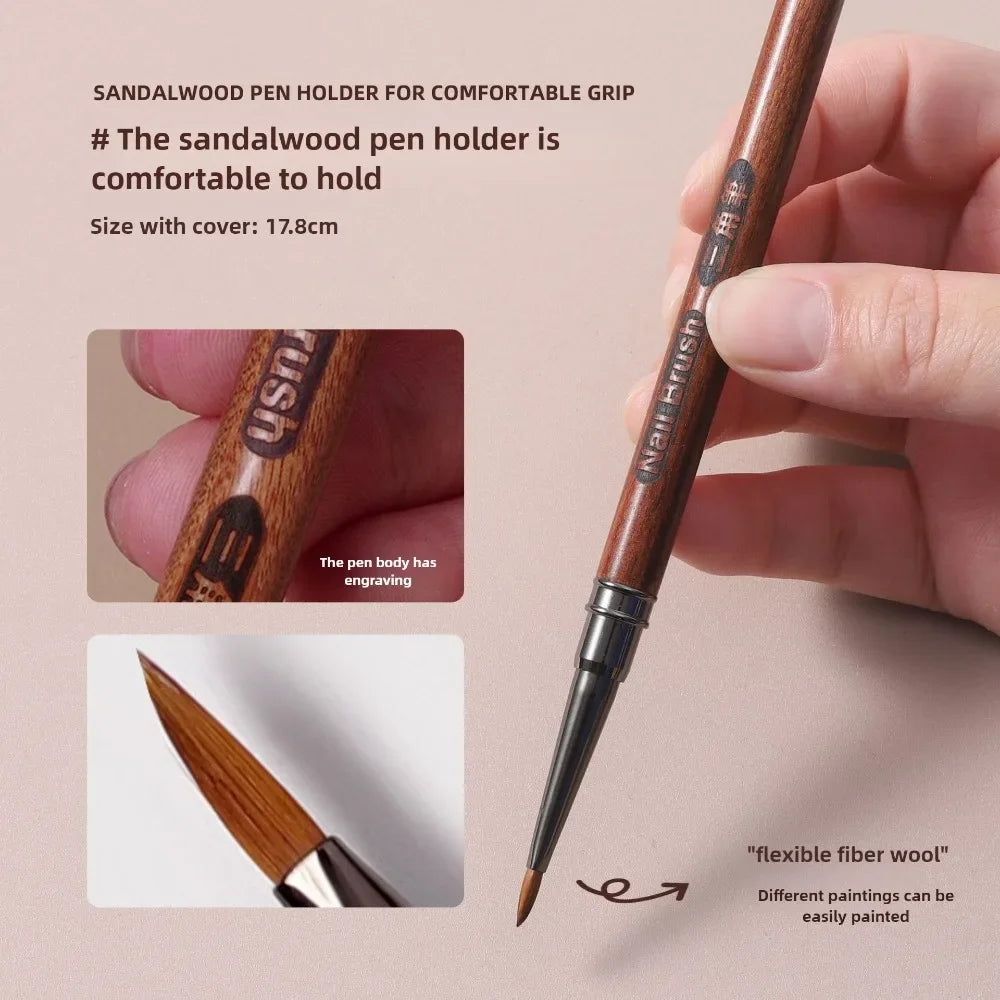 Round Wood Handle Triangular Petal Nail Brush Acrylic Nail Art Liner Brush Stripes Grid Flower Painting Drawing PenManicure Tool Vue