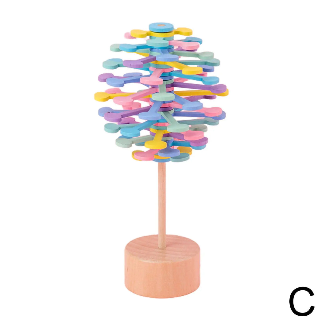 Novelty Colorful Helicone Rotating Lollipop Wooden Educational Toy for Children Adult Home Office Stress Relief Decoration Toys Vue C