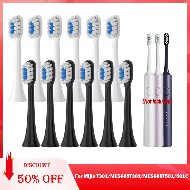 Replacement Brush Heads For Mijia T301 T302 T501 T501C MES605 MES608 Sonic Electric Toothbrush Head DuPont Soft Bristle Nozzles Vue