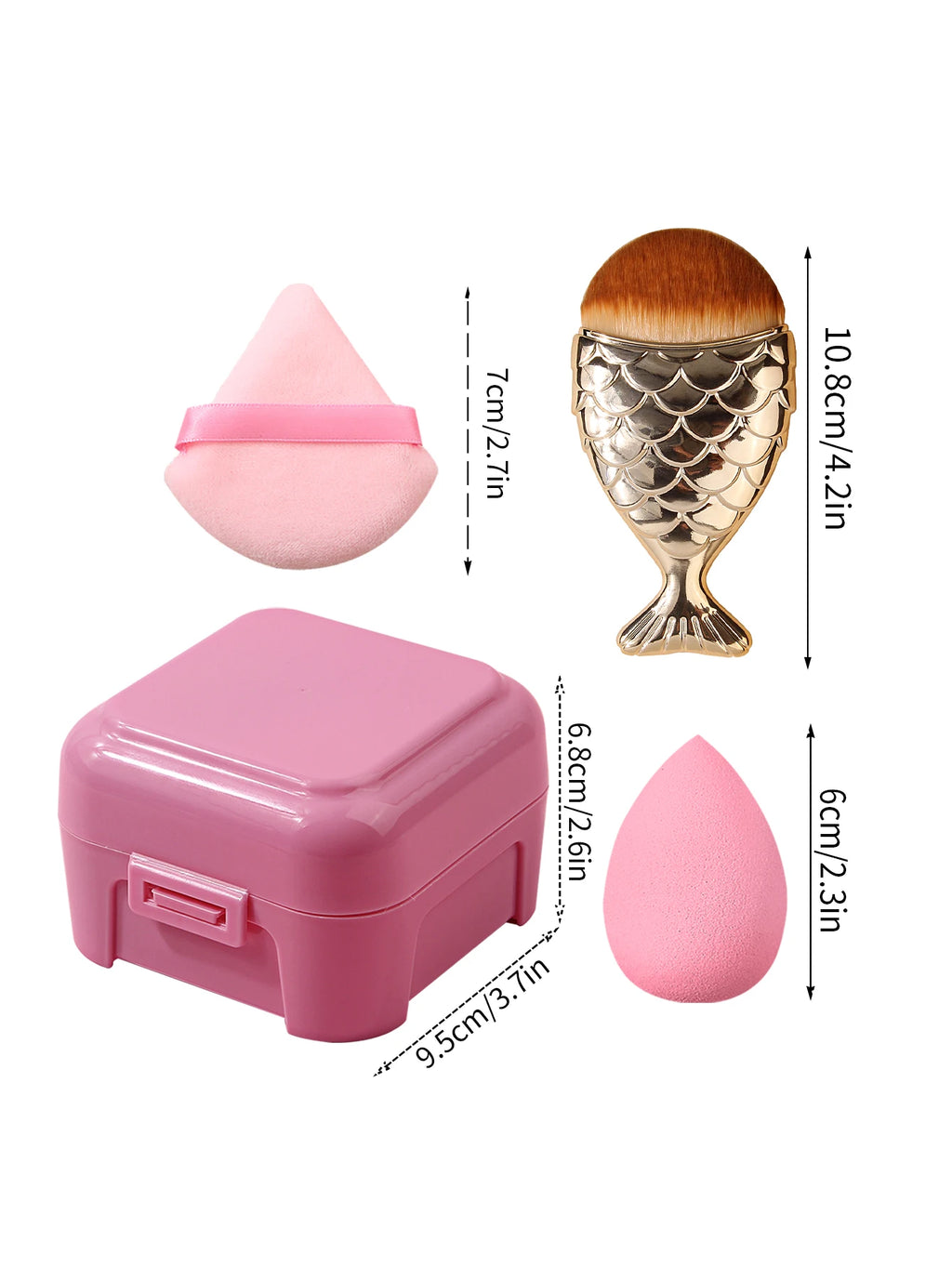 6PCS portable box-set super soft sponge egg/triangular powder puff + fishtail foundation brush portable beauty tool Vue