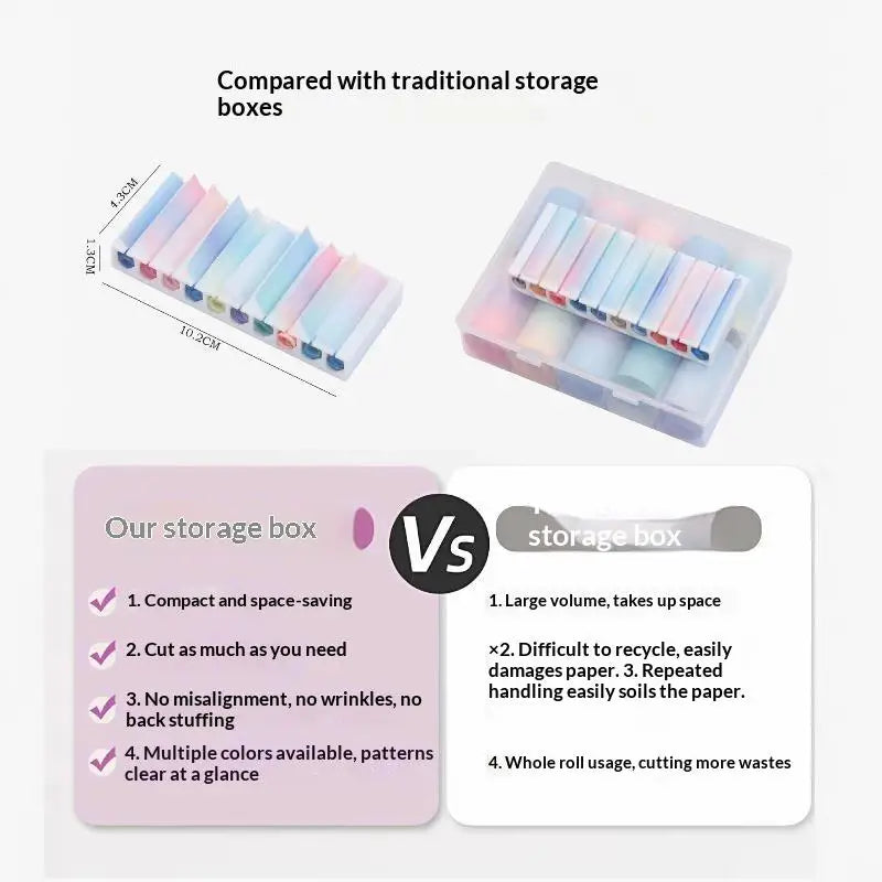 Mini Portable 10 Slot Nail Art Transfer Foil Storage Box, Anti Wrinkle Design for Home DIY & Professional Salon Vue