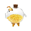 Transparent Cartoon Piggy Money Bank Handmade Multi-purpose Glass Money Jar Practical Visible Golden Beans Container Home Decor Vue Gold-Style 1
