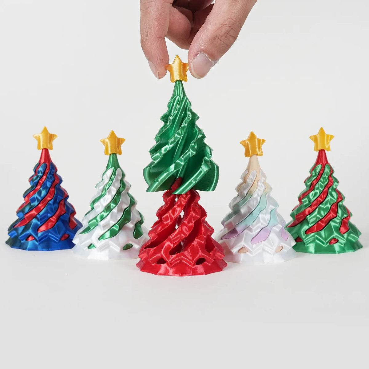 3D Printed Dual Color Spiral Christmas Tree Toy Creative Swirl Cone Stress Relief Gift for Kids Holiday Decoration Xmas Gift Vue