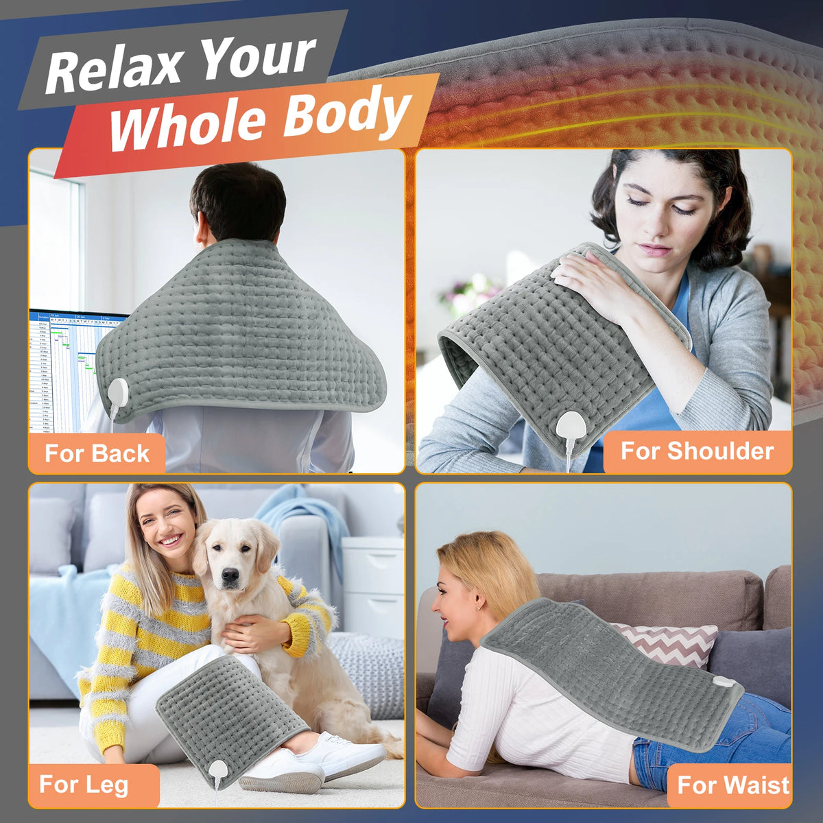 Electric Heating Pad Thermal Mat – Neck, Back & Body Warmer Electric Heating Pad Vue