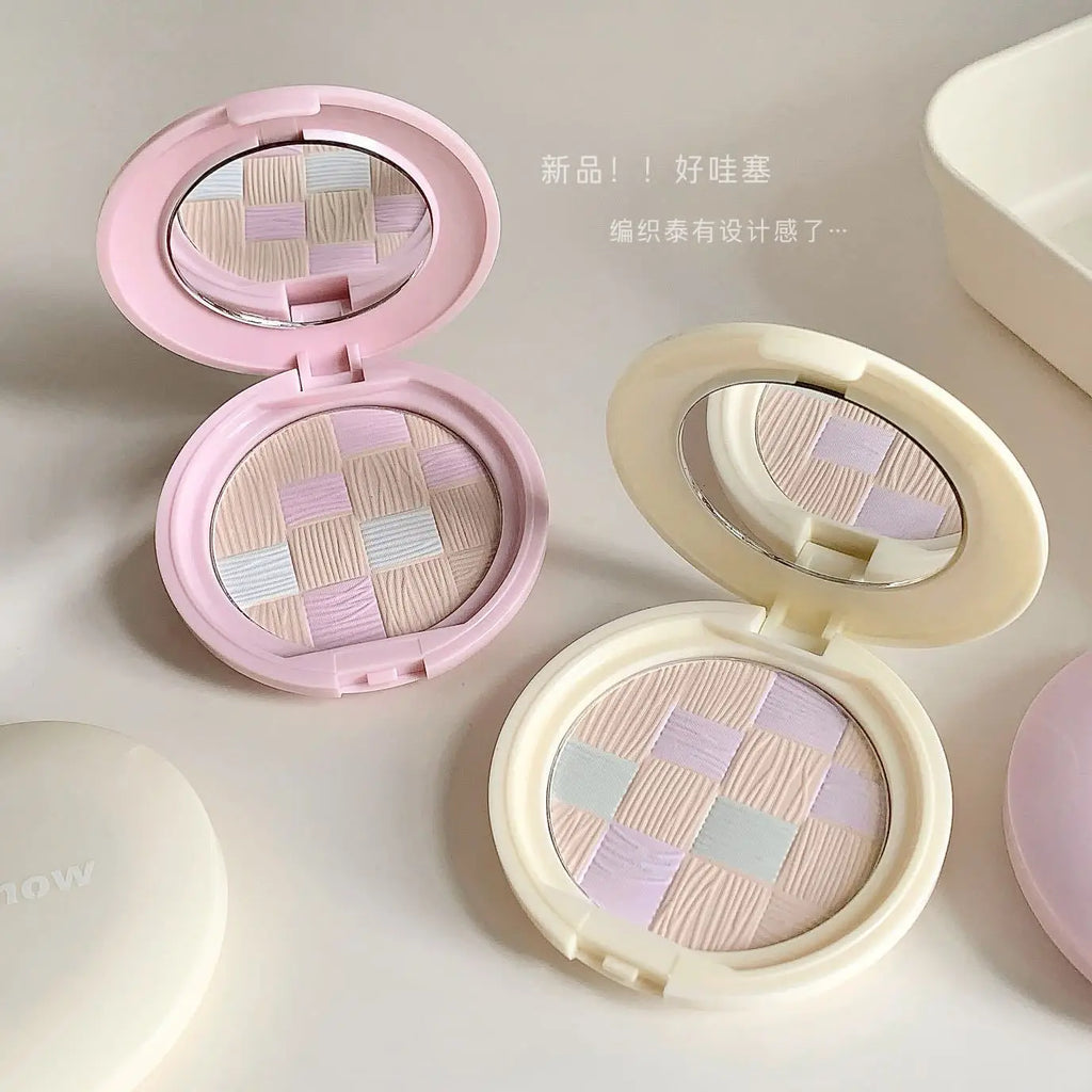 Kakashow Setting Powder Compact, Smooth Non-flying Powder, Natural Fit Even Skin Tone Long Lasting Face Blush Makeup Vue