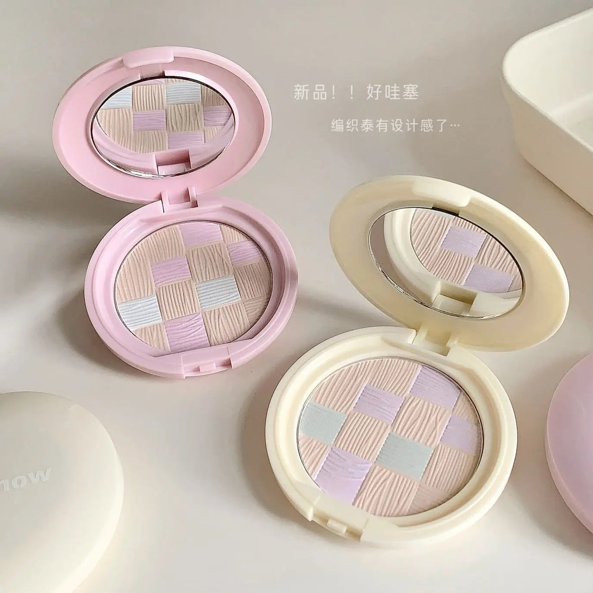 Kakashow Setting Powder Compact, Smooth Non-flying Powder, Natural Fit Even Skin Tone Long Lasting Face Blush Makeup Vue