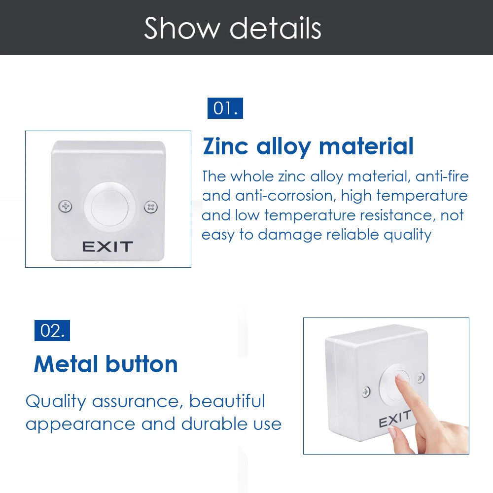 Z53D3 Zinc Alloy Exit Button Switch NO/NC/COM Push Exit Door Release Button Switch Access Control exit button Vue