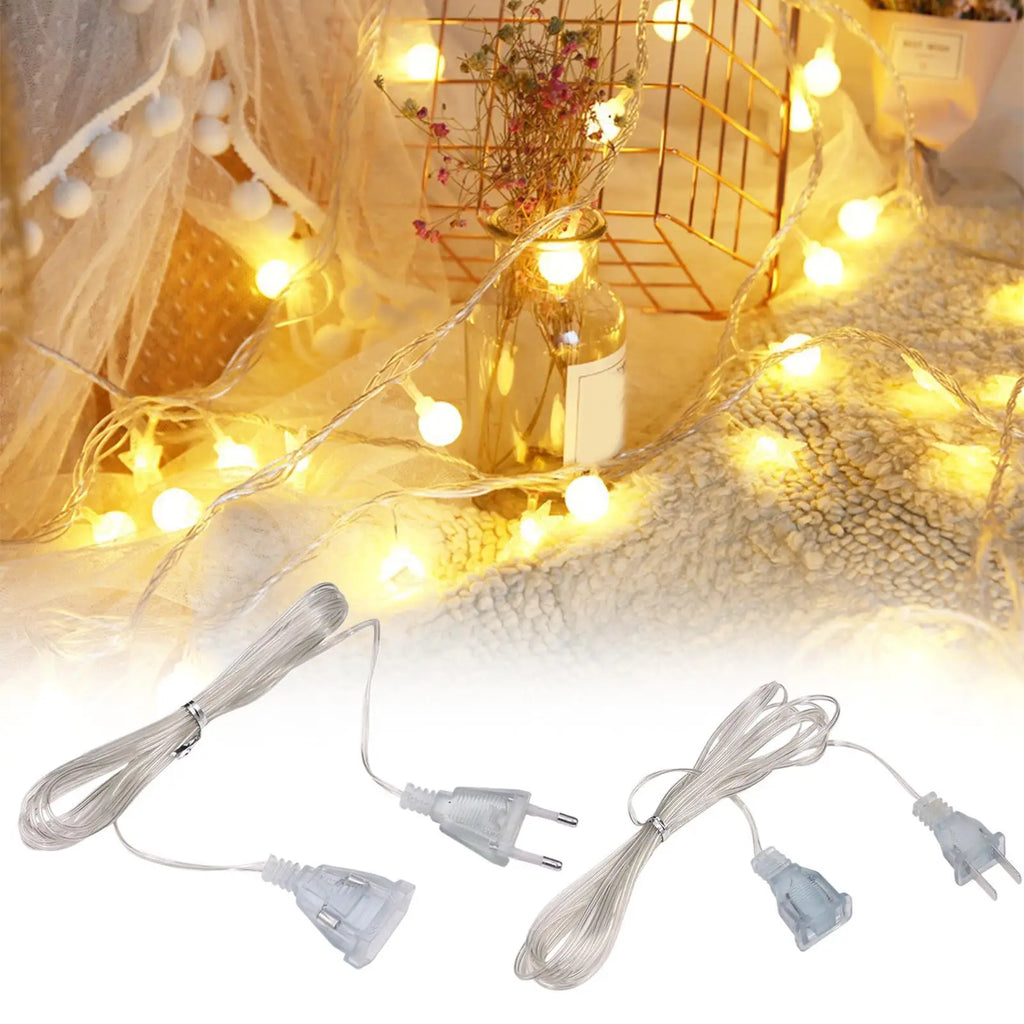 3 m EU US Plug Power Extension Cord 220V Transparent Cable For LED Fairy Lights Garland Holiday String Lights Multipurpose Vue