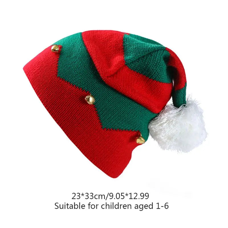 Kids Plush Elf Hat with Bell – Christmas Santa Helper Cap Kids Holiday Hat Vue 23cm AS SHOWM