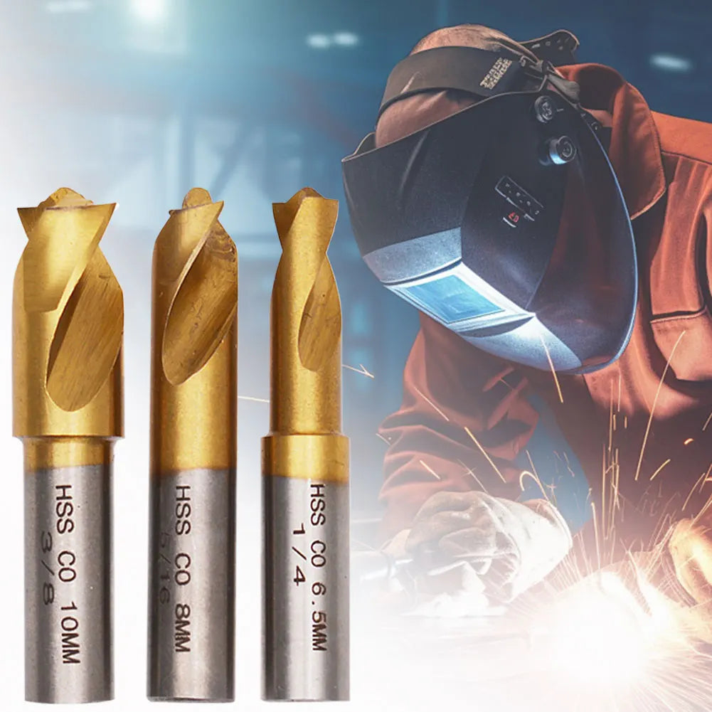 3-Pc Titanium Sawtooth Countersink Spot Weld Drill Bits 6.5-10mm Spot Weld Drill Bits Vue