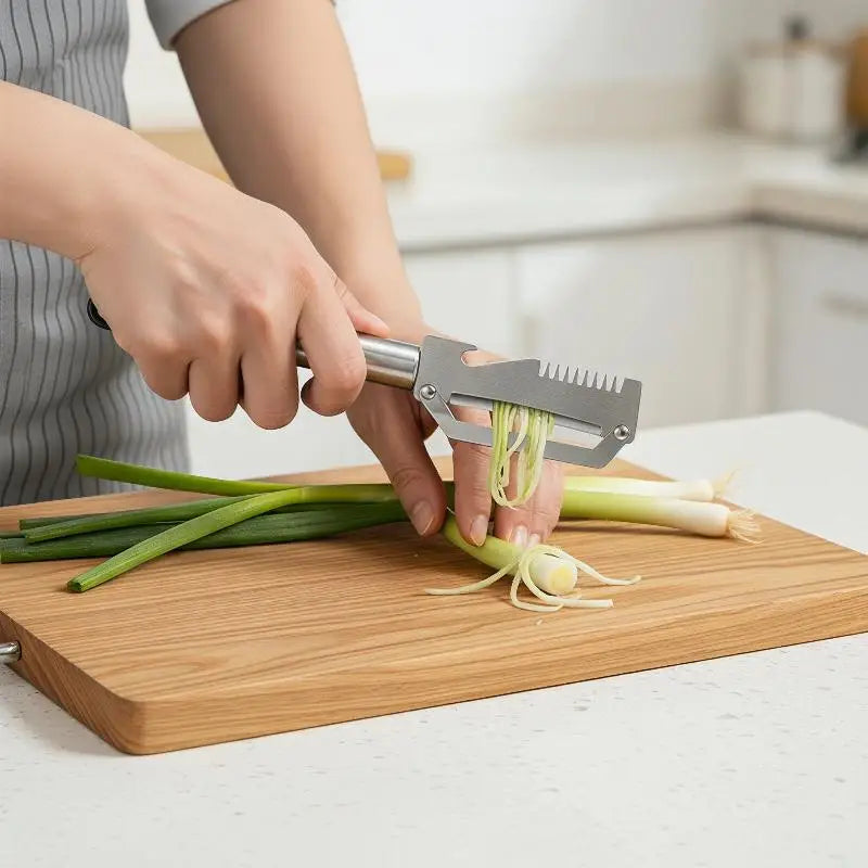1PC Multi Functional Stainless Steel Scallion Peeling Knife Durable Kitchen Handle Tool for Home Vegetable and Food Prep Vue