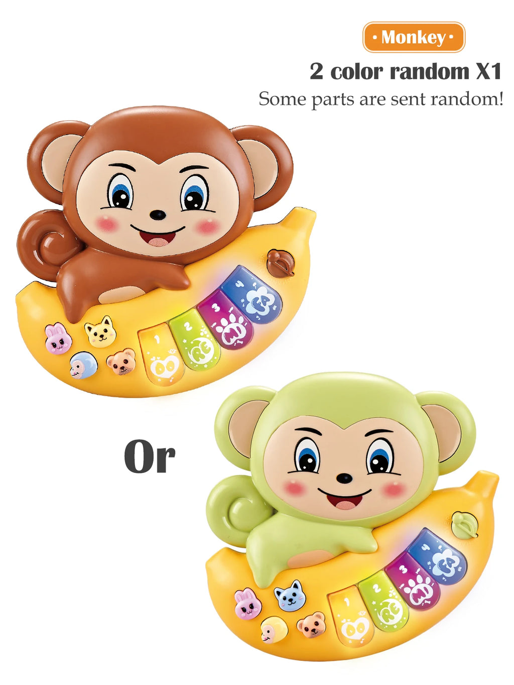 Baby Piano Toys, Animal Music Keyboard with Light Early Learning Educational Rabbit Monkey Penguin and Cow Colors Random Gifts Vue light green