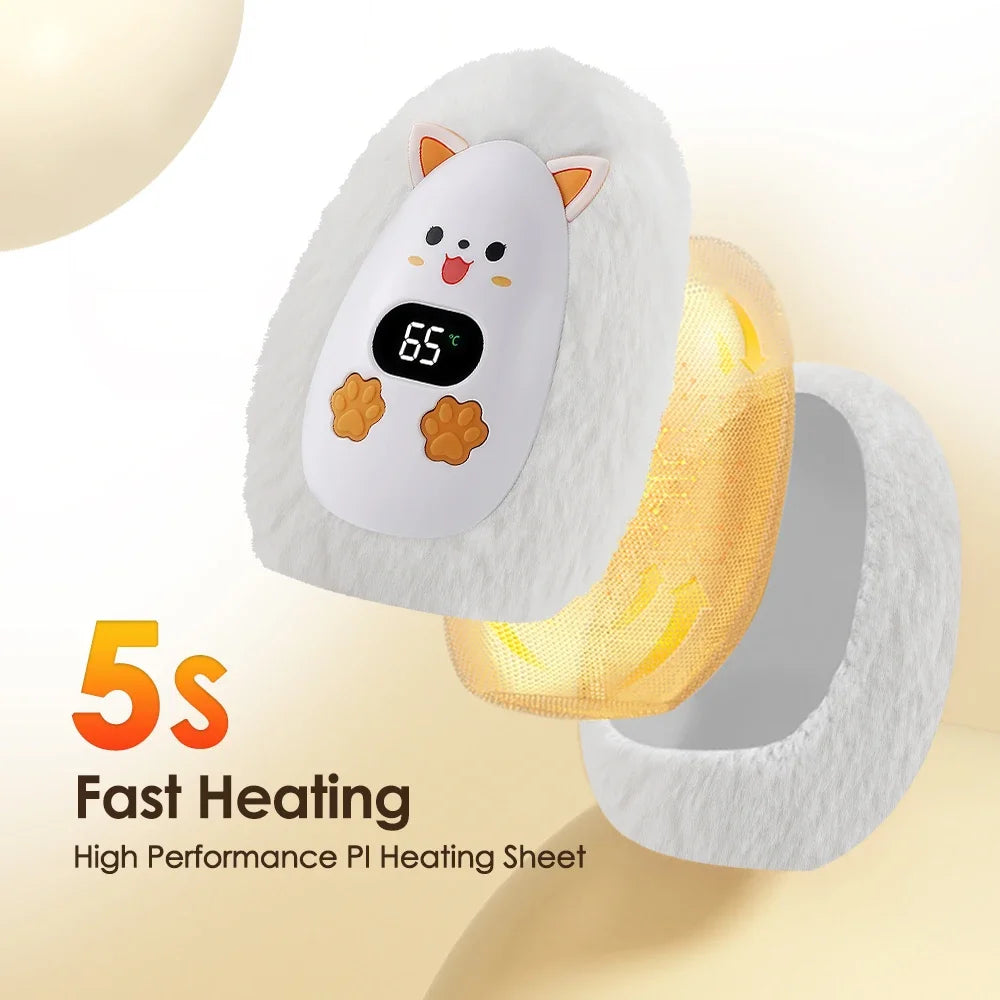 Mini Electric Hand Warmer Digital Display Thermostat Portable Plush Hand Warmer with Efficient Heating forWinter Office Home Use Vue