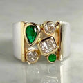 Huitan Two-Tone CZ Wedding Band Ring for Women Fashion Ring Vue A859 6